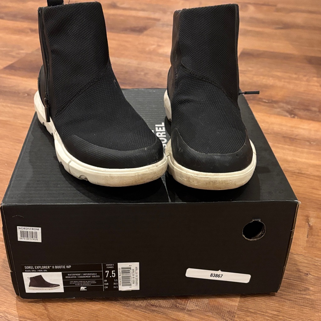 Sorel Womens Explorer Ii Waterproof Black And White Boots